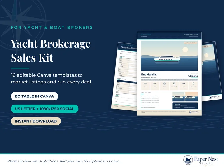 Yacht Brokerage Sales Kit printable from Paper Nest Studio