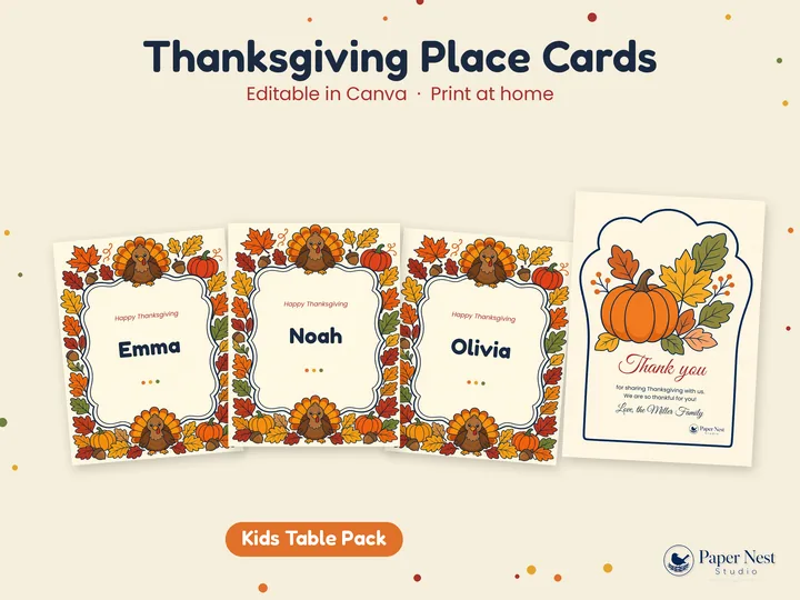 Thanksgiving Kids Table Pack printable from Paper Nest Studio